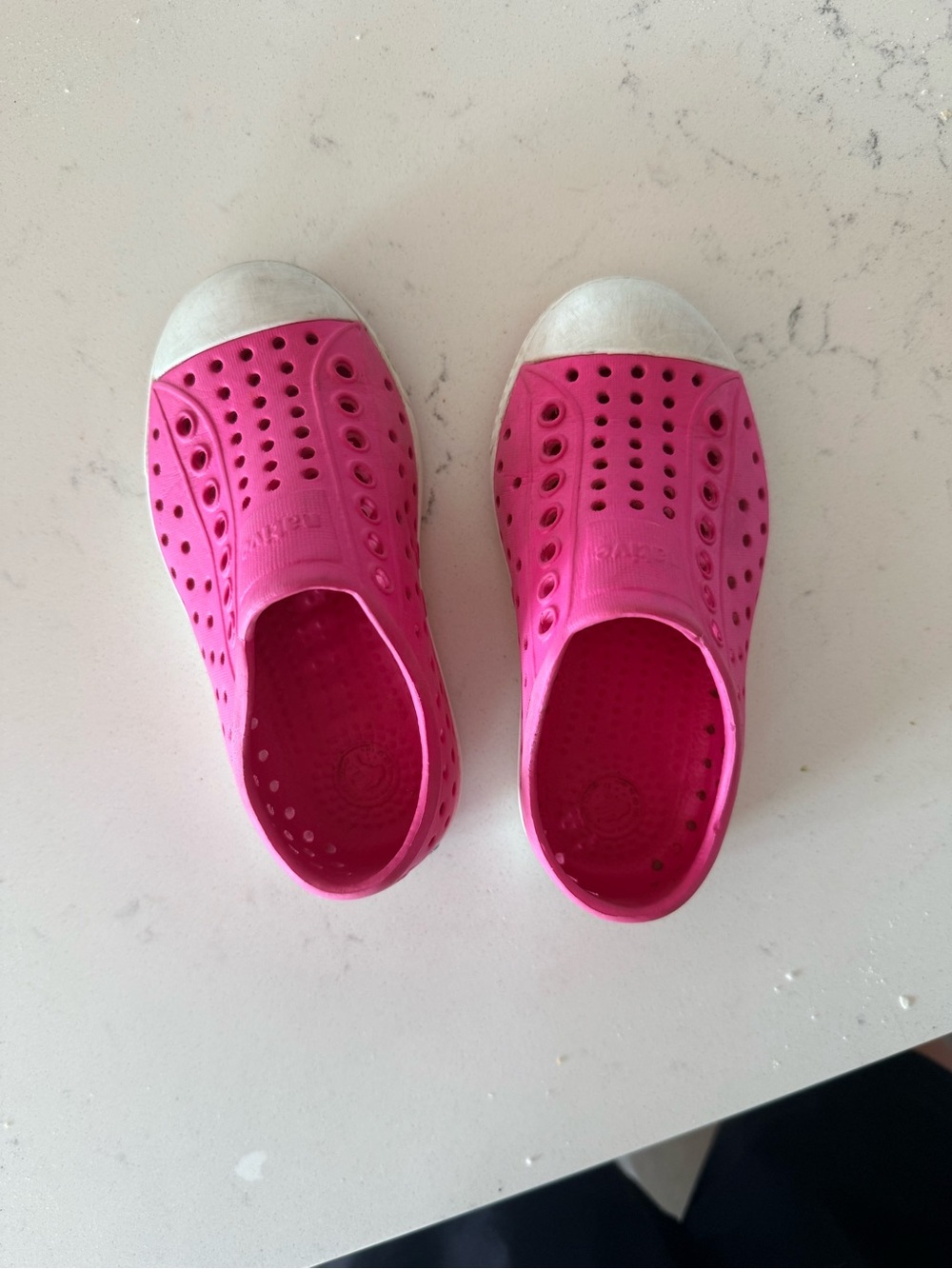 Native Kids Hot Pink Water Shoes with White Toe Caps